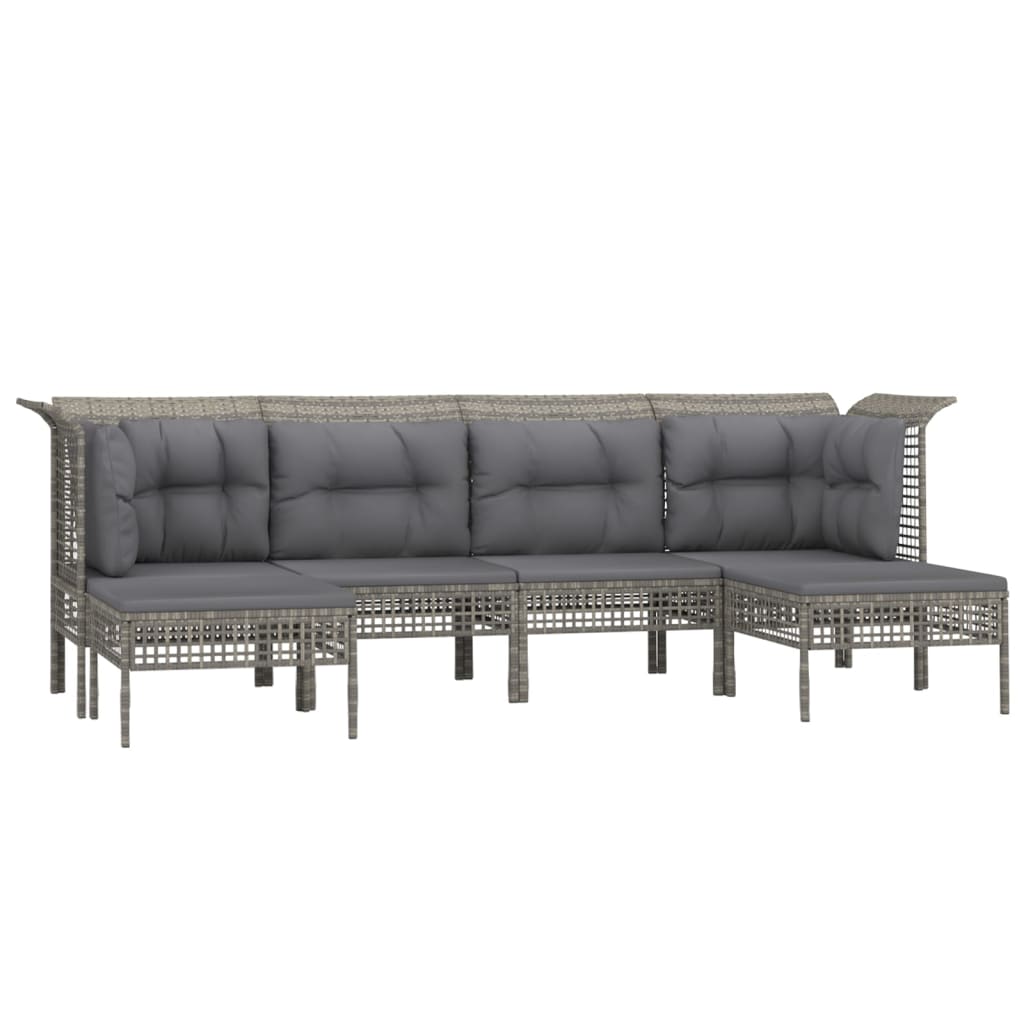 6-delige Loungeset met kussens poly rattan grijs is nu te koop bij PeponiXL, paradijselijk wonen!