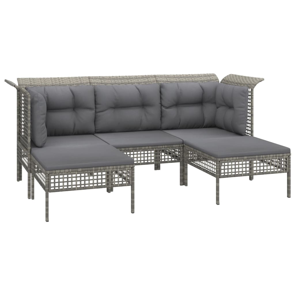 6-delige Loungeset met kussens poly rattan grijs is nu te koop bij PeponiXL, paradijselijk wonen!