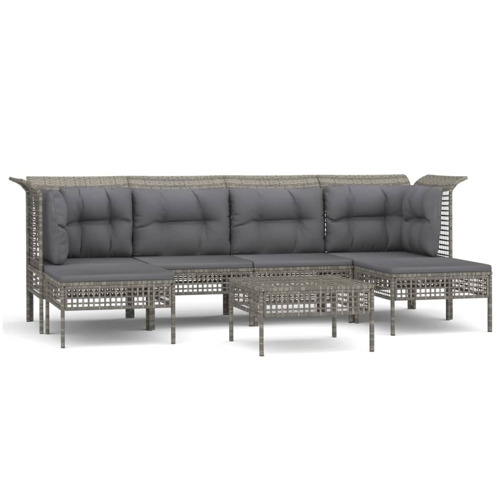 7-delige Loungeset met kussens poly rattan grijs is nu te koop bij PeponiXL, paradijselijk wonen!