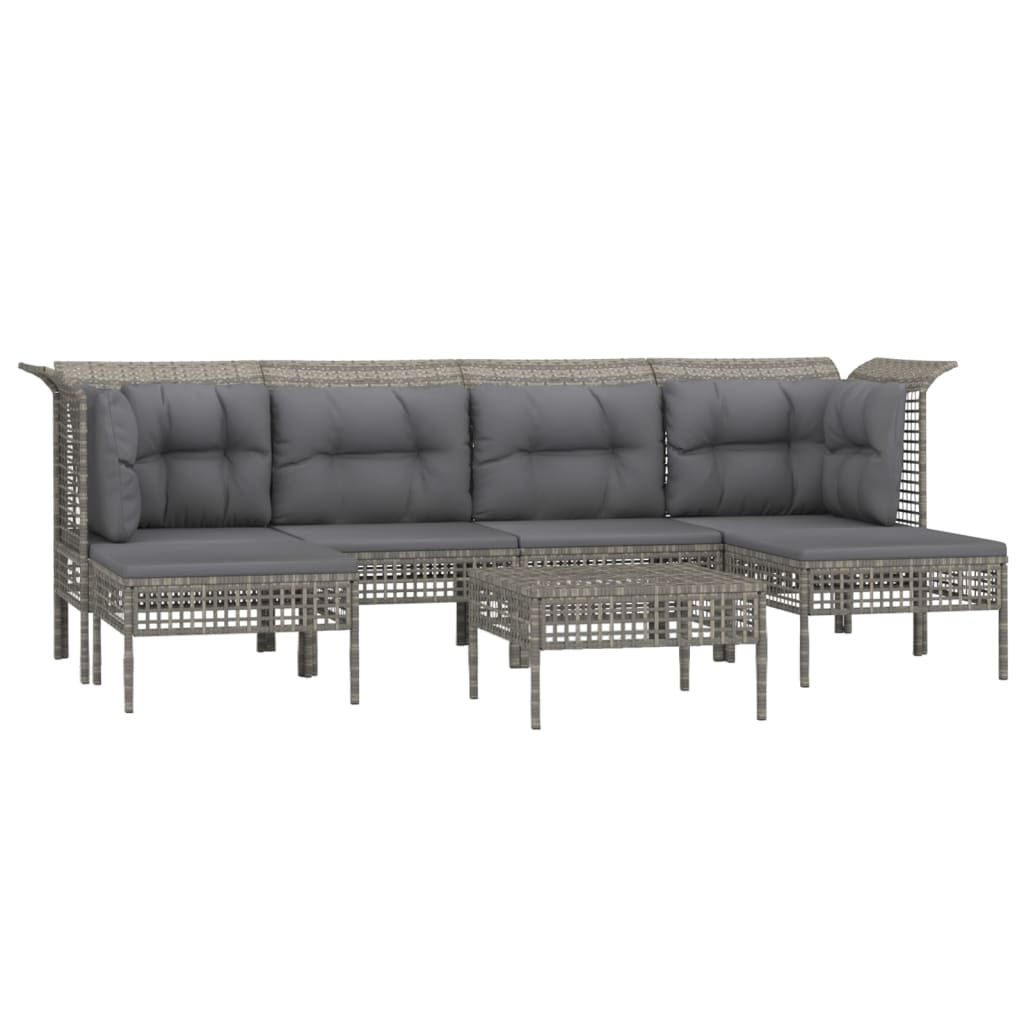 7-delige Loungeset met kussens poly rattan grijs is nu te koop bij PeponiXL, paradijselijk wonen!