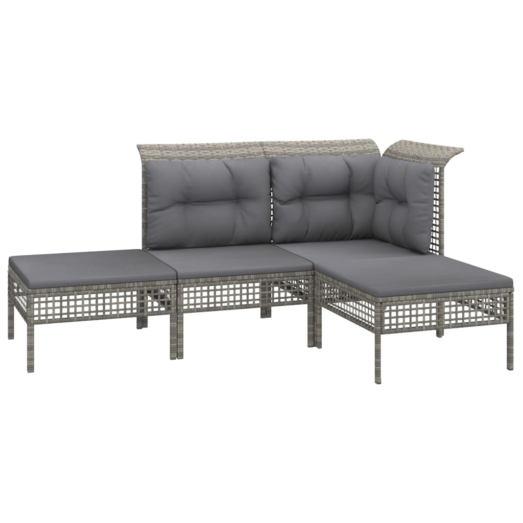 7-delige Loungeset met kussens poly rattan grijs is nu te koop bij PeponiXL, paradijselijk wonen!
