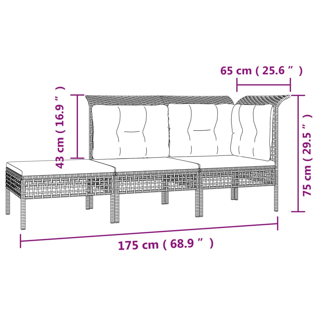 7-delige Loungeset met kussens poly rattan grijs is nu te koop bij PeponiXL, paradijselijk wonen!