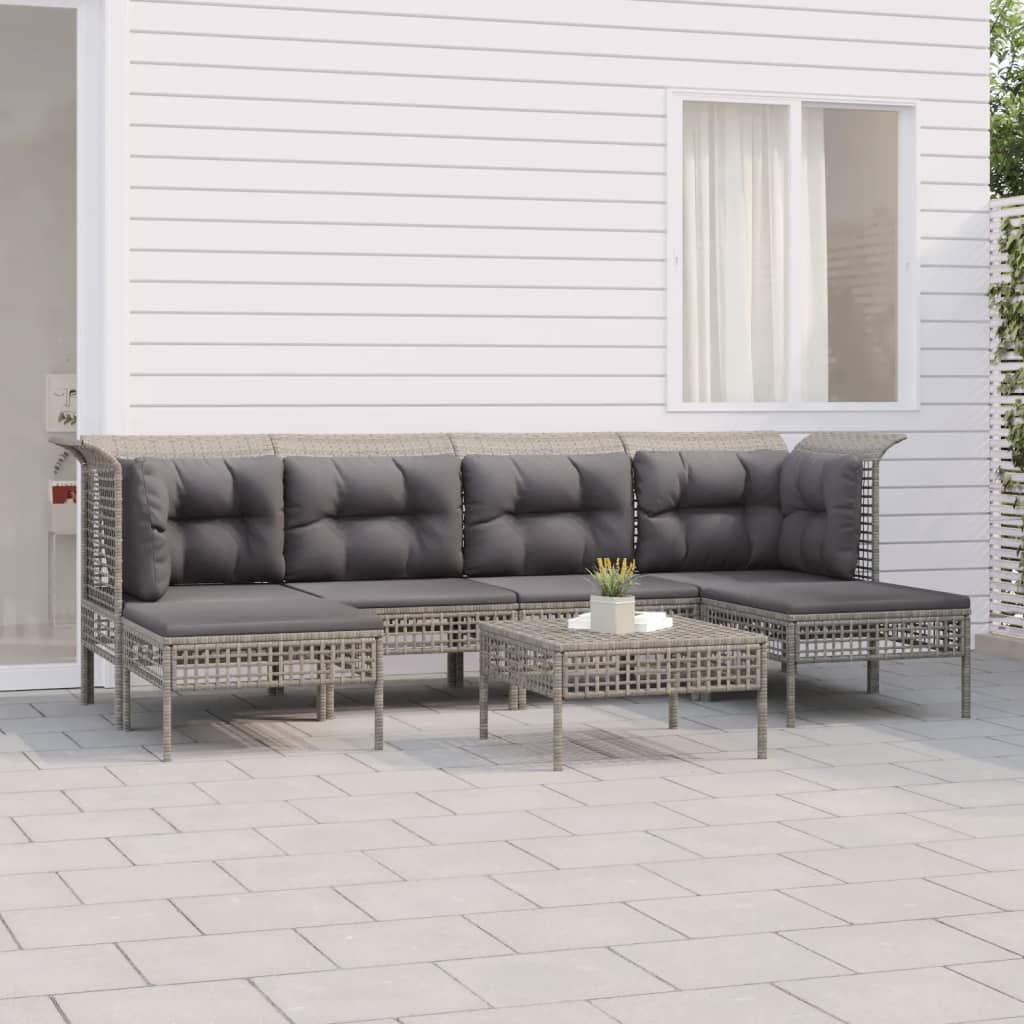 7-delige Loungeset met kussens poly rattan grijs is nu te koop bij PeponiXL, paradijselijk wonen!