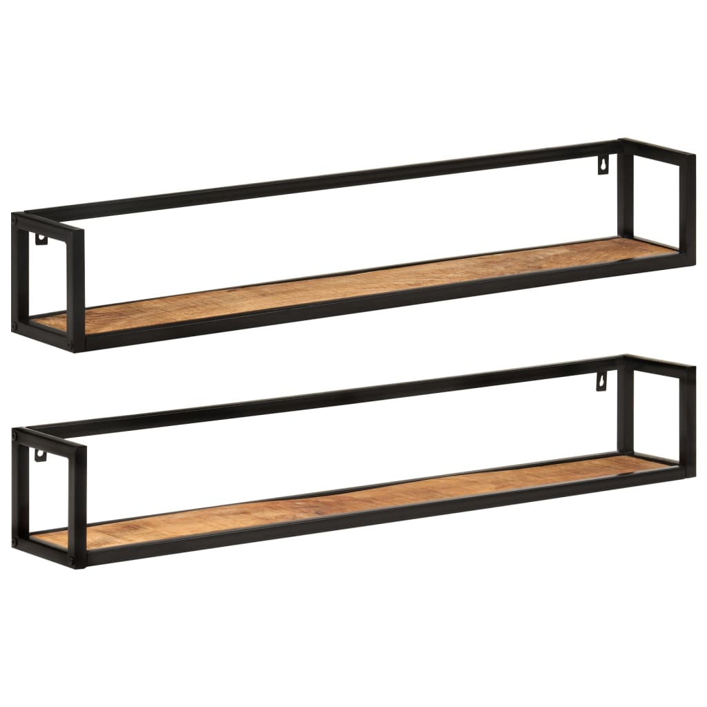 Wandschappen 2 st 110x17x17 cm massief mangohout en ijzer is nu te koop bij PeponiXL, paradijselijk wonen!