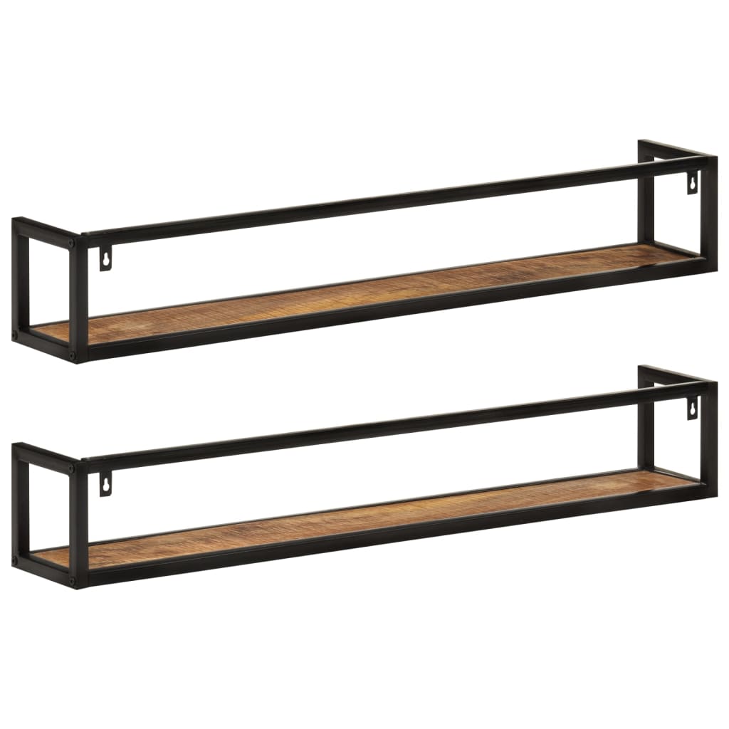 Wandschappen 2 st 110x17x17 cm massief mangohout en ijzer is nu te koop bij PeponiXL, paradijselijk wonen!