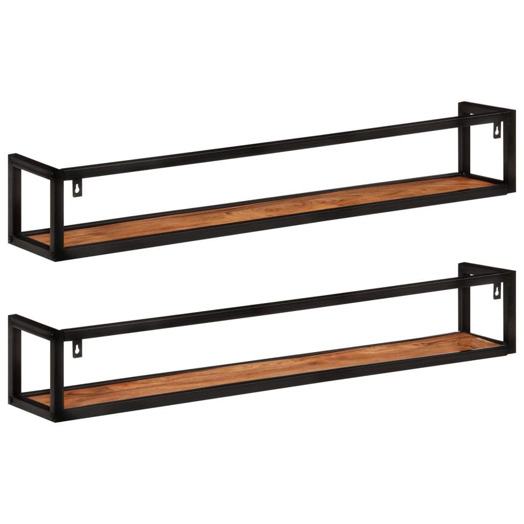 Wandschappen 2 st 110x17x17 cm massief acaciahout en ijzer is nu te koop bij PeponiXL, paradijselijk wonen!
