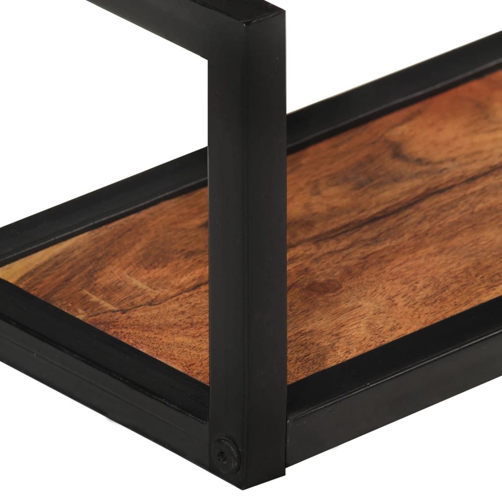 Wandschappen 2 st 110x17x17 cm massief acaciahout en ijzer is nu te koop bij PeponiXL, paradijselijk wonen!