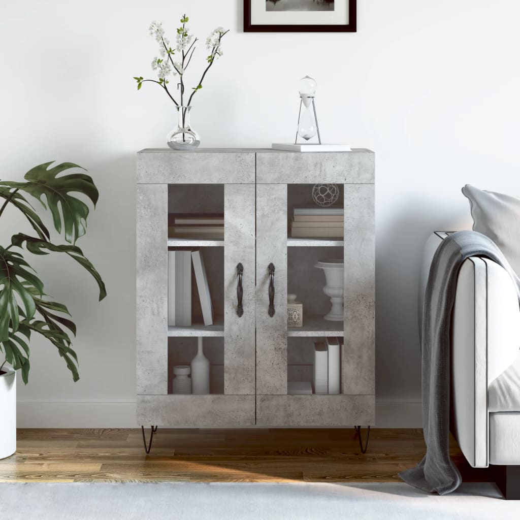 Dressoir 69,5x34x90 cm bewerkt hout betongrijs is nu te koop bij PeponiXL, paradijselijk wonen!