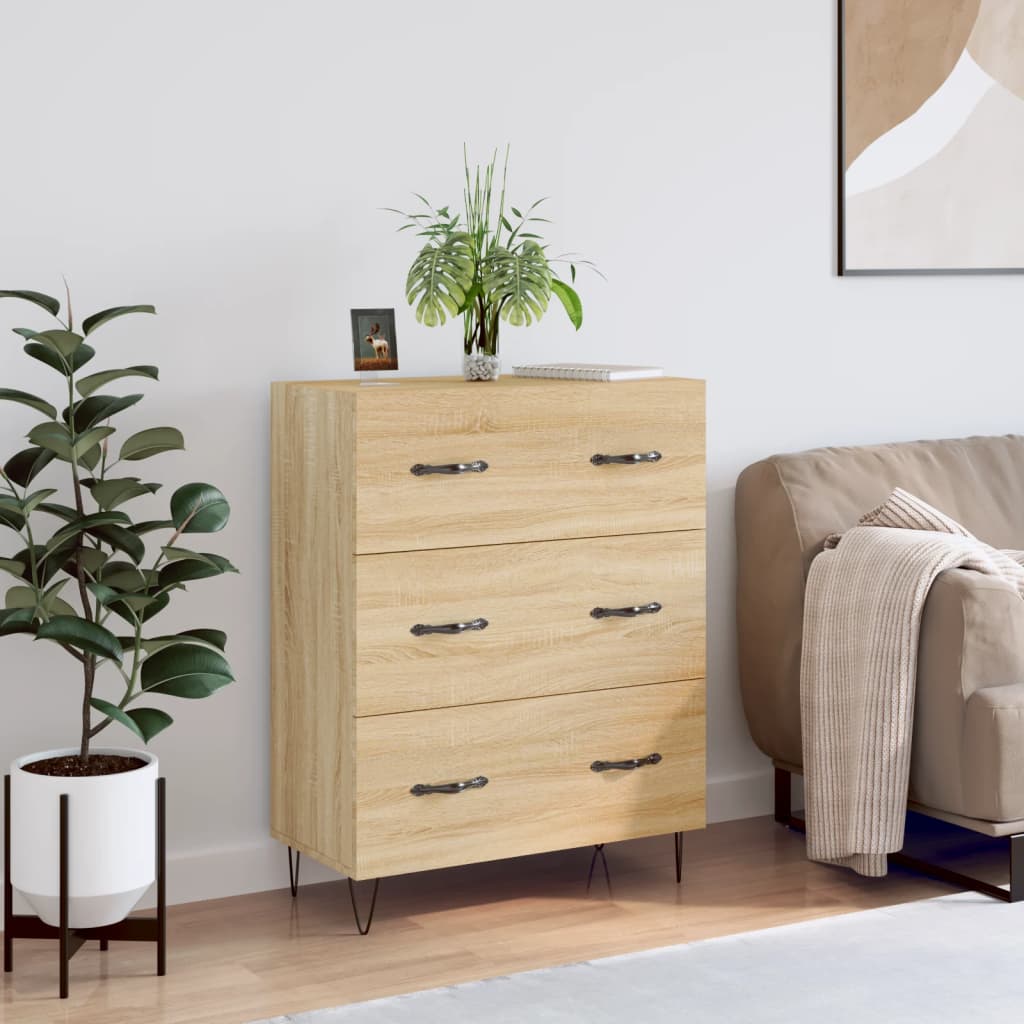 Dressoir 69,5x34x90 cm bewerkt hout sonoma eikenkleurig is nu te koop bij PeponiXL, paradijselijk wonen!