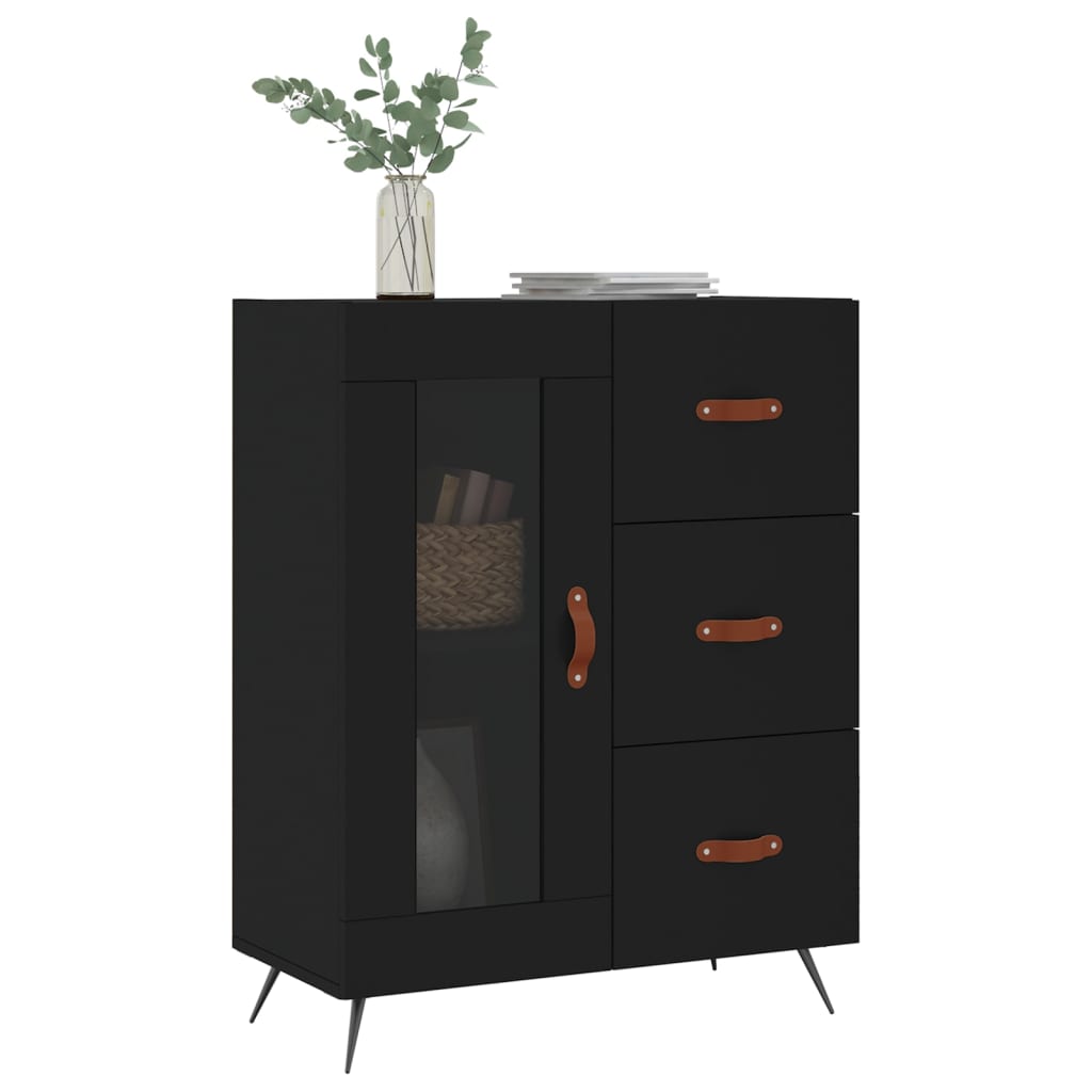Dressoir 69,5x34x90 cm bewerkt hout zwart is nu te koop bij PeponiXL, paradijselijk wonen!