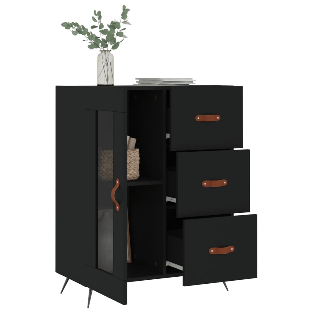 Dressoir 69,5x34x90 cm bewerkt hout zwart is nu te koop bij PeponiXL, paradijselijk wonen!