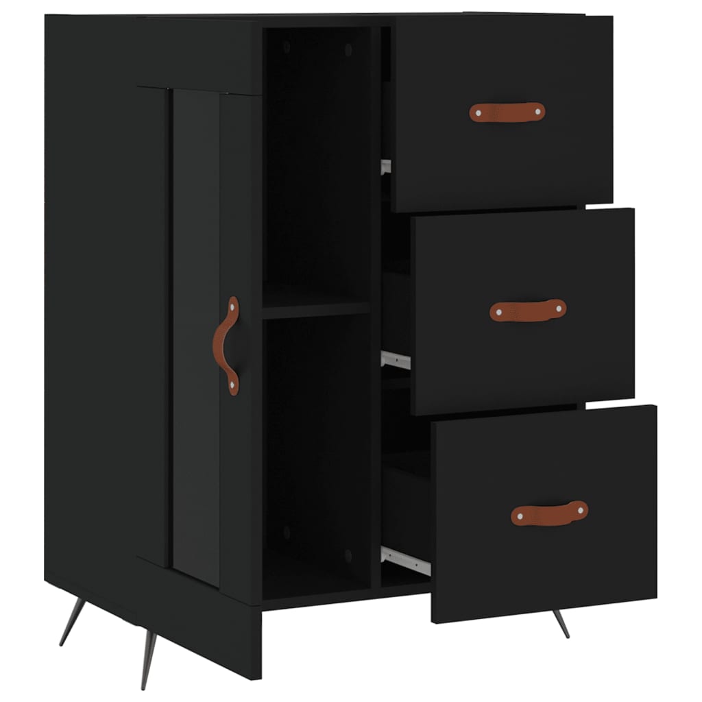 Dressoir 69,5x34x90 cm bewerkt hout zwart is nu te koop bij PeponiXL, paradijselijk wonen!
