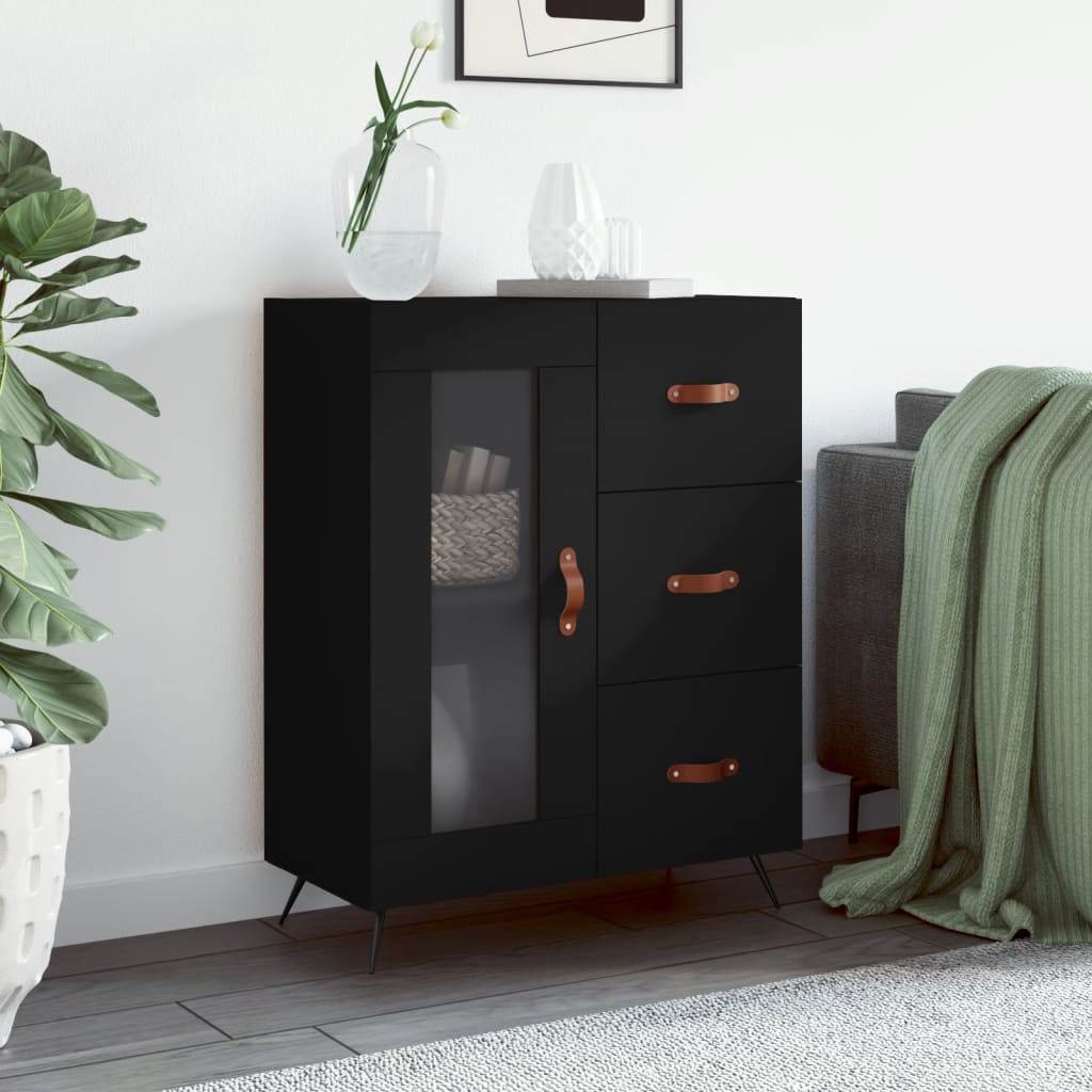Dressoir 69,5x34x90 cm bewerkt hout zwart is nu te koop bij PeponiXL, paradijselijk wonen!