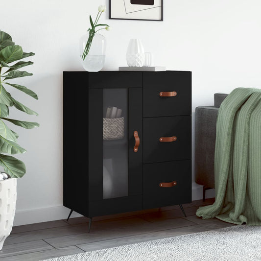 Dressoir 69,5x34x90 cm bewerkt hout zwart is nu te koop bij PeponiXL, paradijselijk wonen!