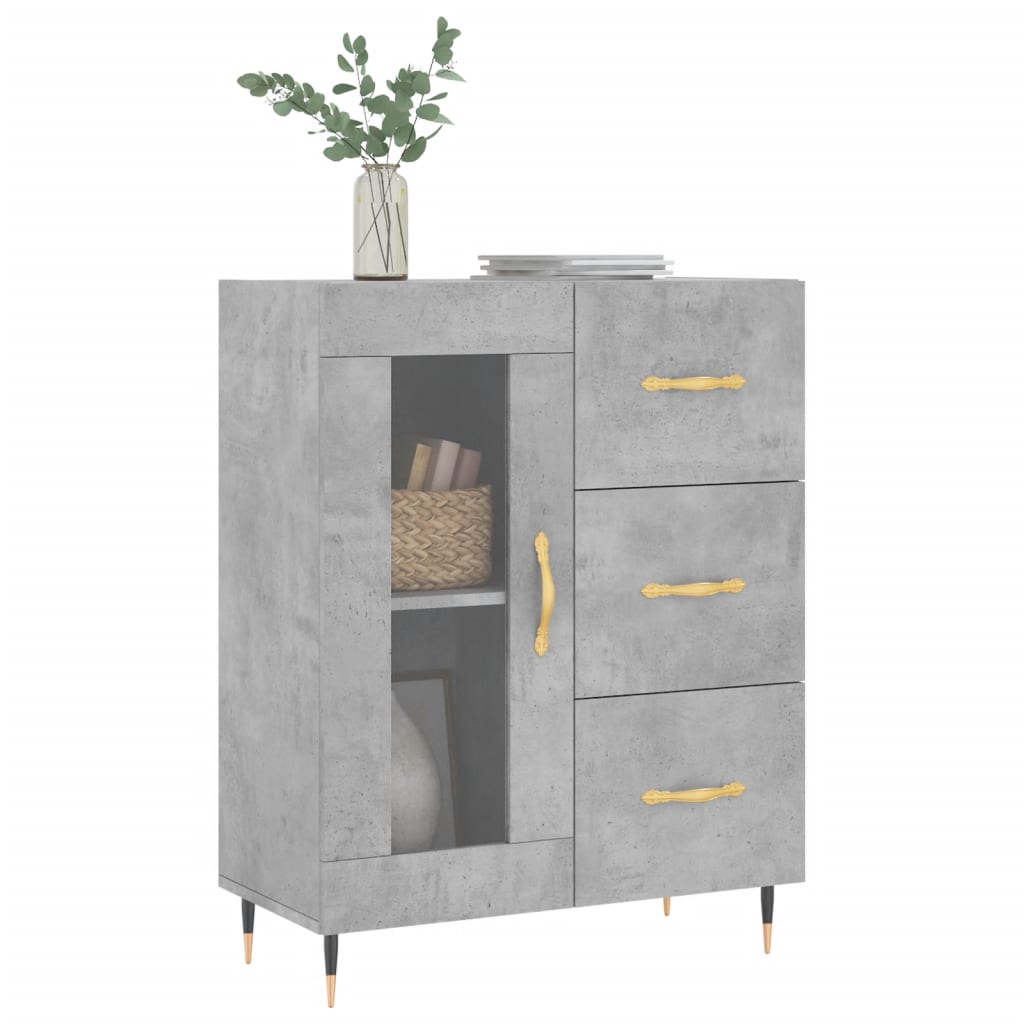 Dressoir 69,5x34x90 cm bewerkt hout betongrijs is nu te koop bij PeponiXL, paradijselijk wonen!