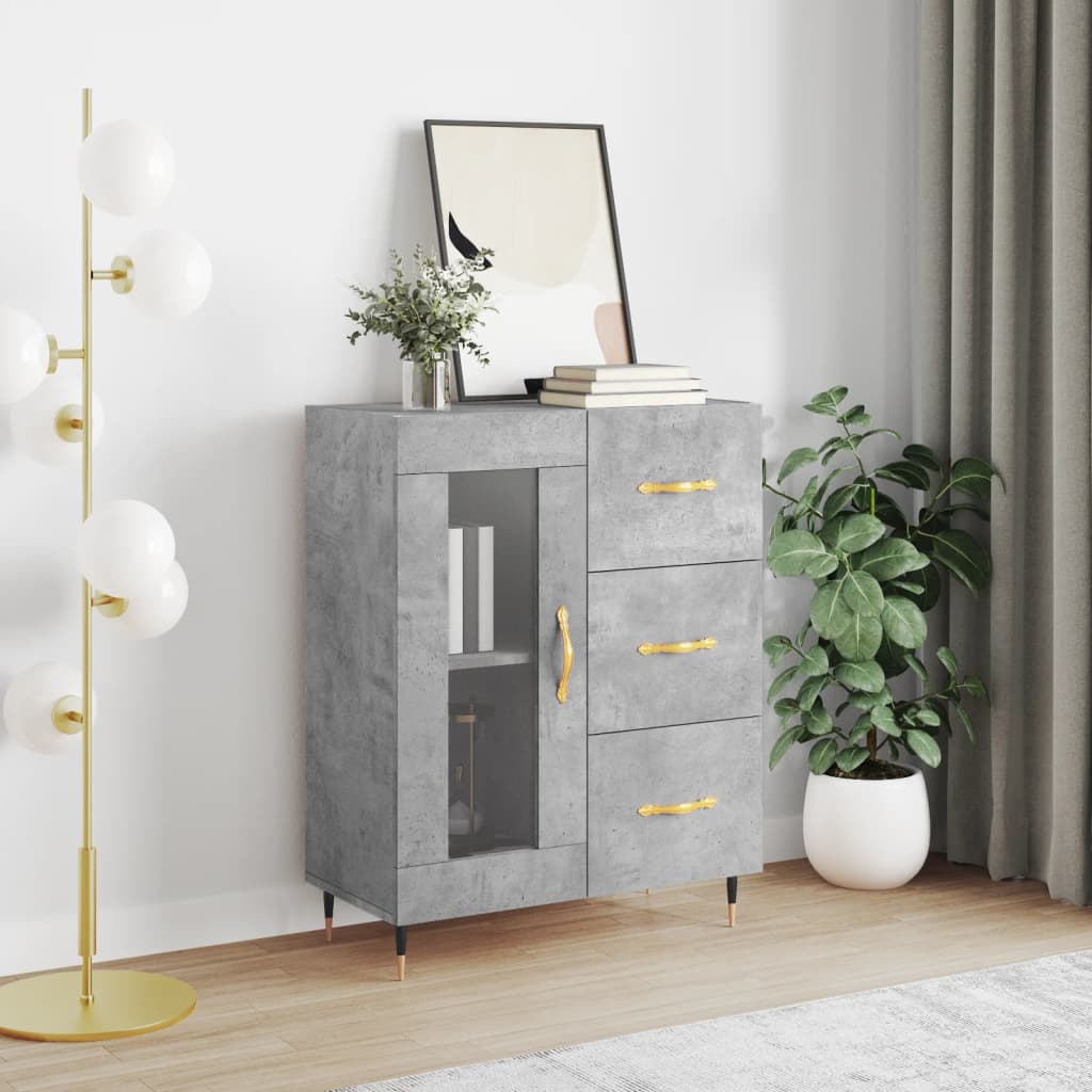 Dressoir 69,5x34x90 cm bewerkt hout betongrijs is nu te koop bij PeponiXL, paradijselijk wonen!