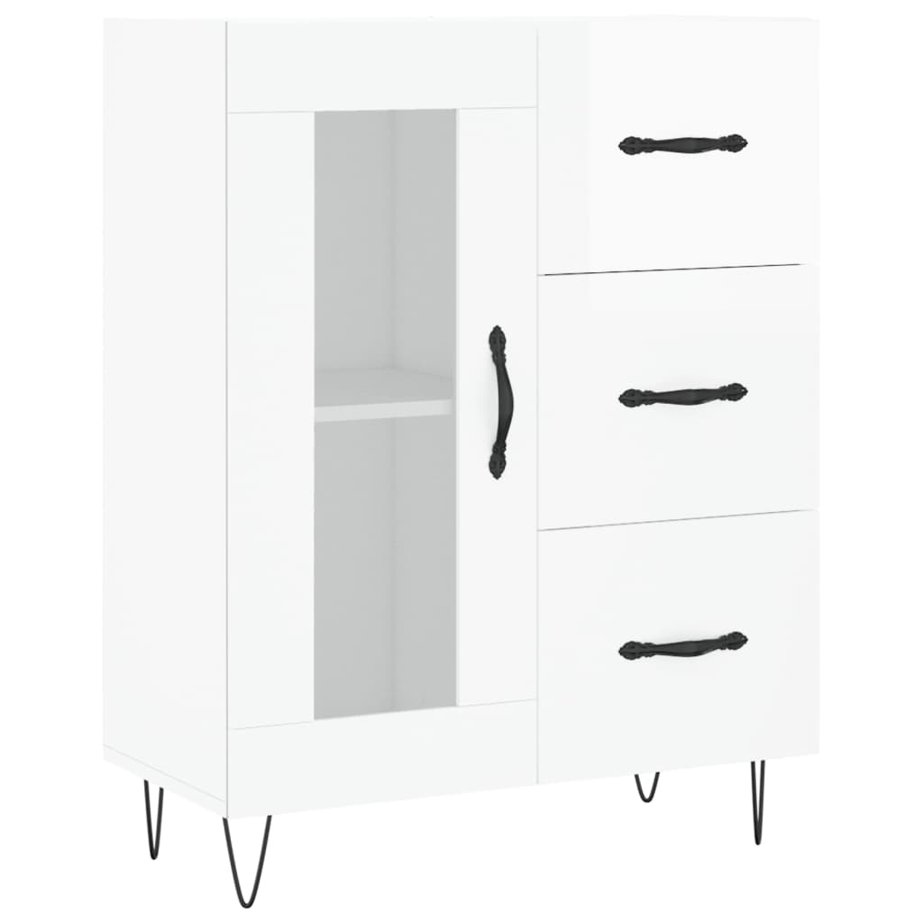 Dressoir 69,5x34x90 cm bewerkt hout hoogglans wit is nu te koop bij PeponiXL, paradijselijk wonen!