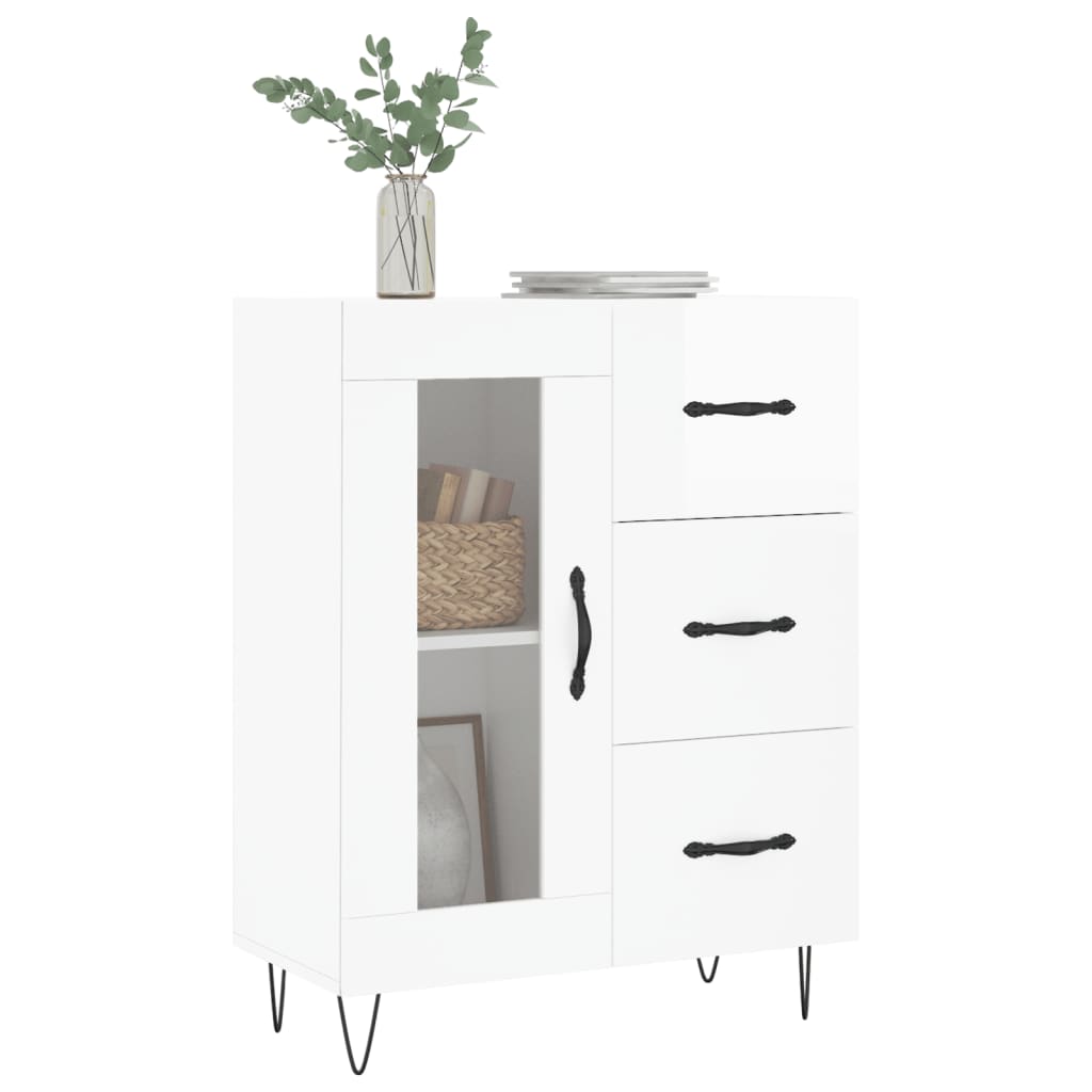 Dressoir 69,5x34x90 cm bewerkt hout hoogglans wit is nu te koop bij PeponiXL, paradijselijk wonen!