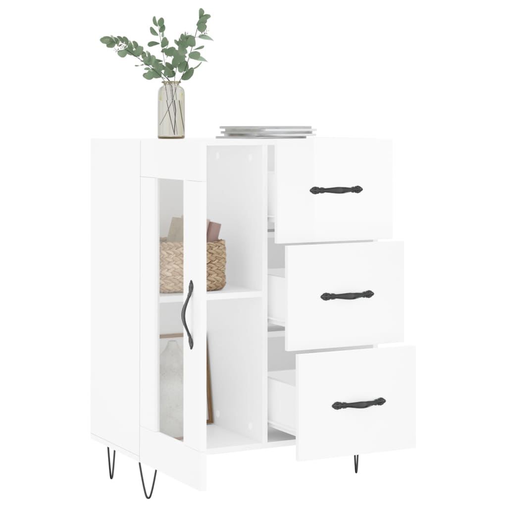 Dressoir 69,5x34x90 cm bewerkt hout hoogglans wit is nu te koop bij PeponiXL, paradijselijk wonen!