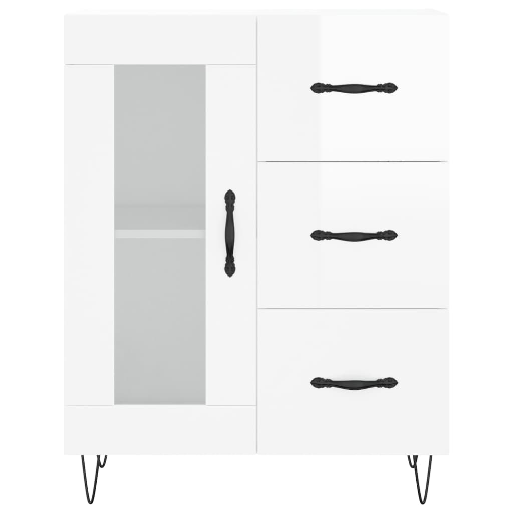 Dressoir 69,5x34x90 cm bewerkt hout hoogglans wit is nu te koop bij PeponiXL, paradijselijk wonen!