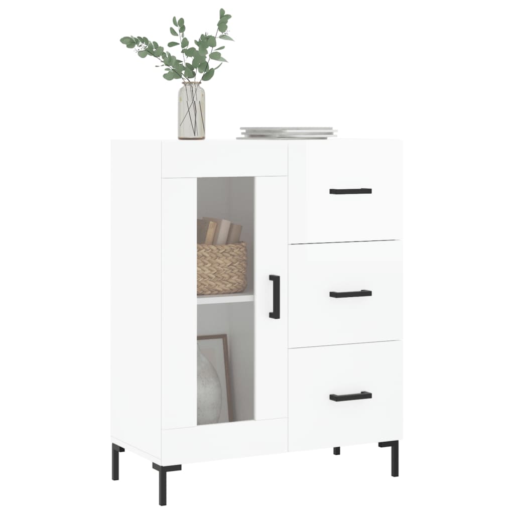 Dressoir 69,5x34x90 cm bewerkt hout hoogglans wit is nu te koop bij PeponiXL, paradijselijk wonen!