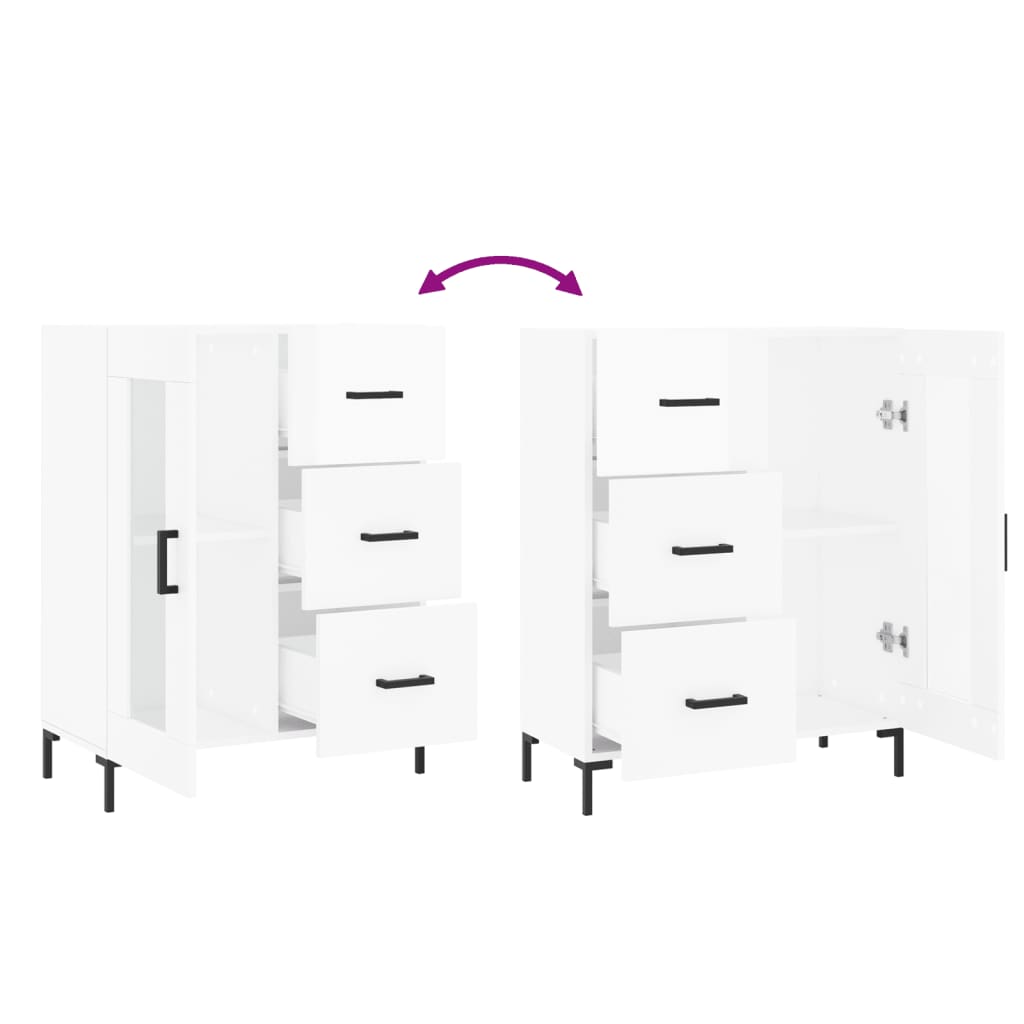 Dressoir 69,5x34x90 cm bewerkt hout hoogglans wit is nu te koop bij PeponiXL, paradijselijk wonen!