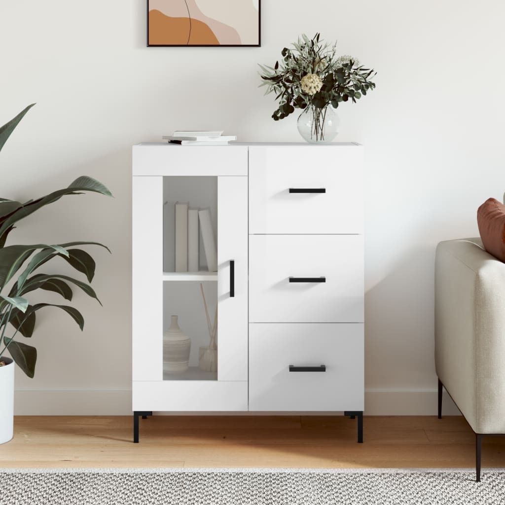 Dressoir 69,5x34x90 cm bewerkt hout hoogglans wit is nu te koop bij PeponiXL, paradijselijk wonen!