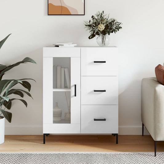 Dressoir 69,5x34x90 cm bewerkt hout hoogglans wit is nu te koop bij PeponiXL, paradijselijk wonen!