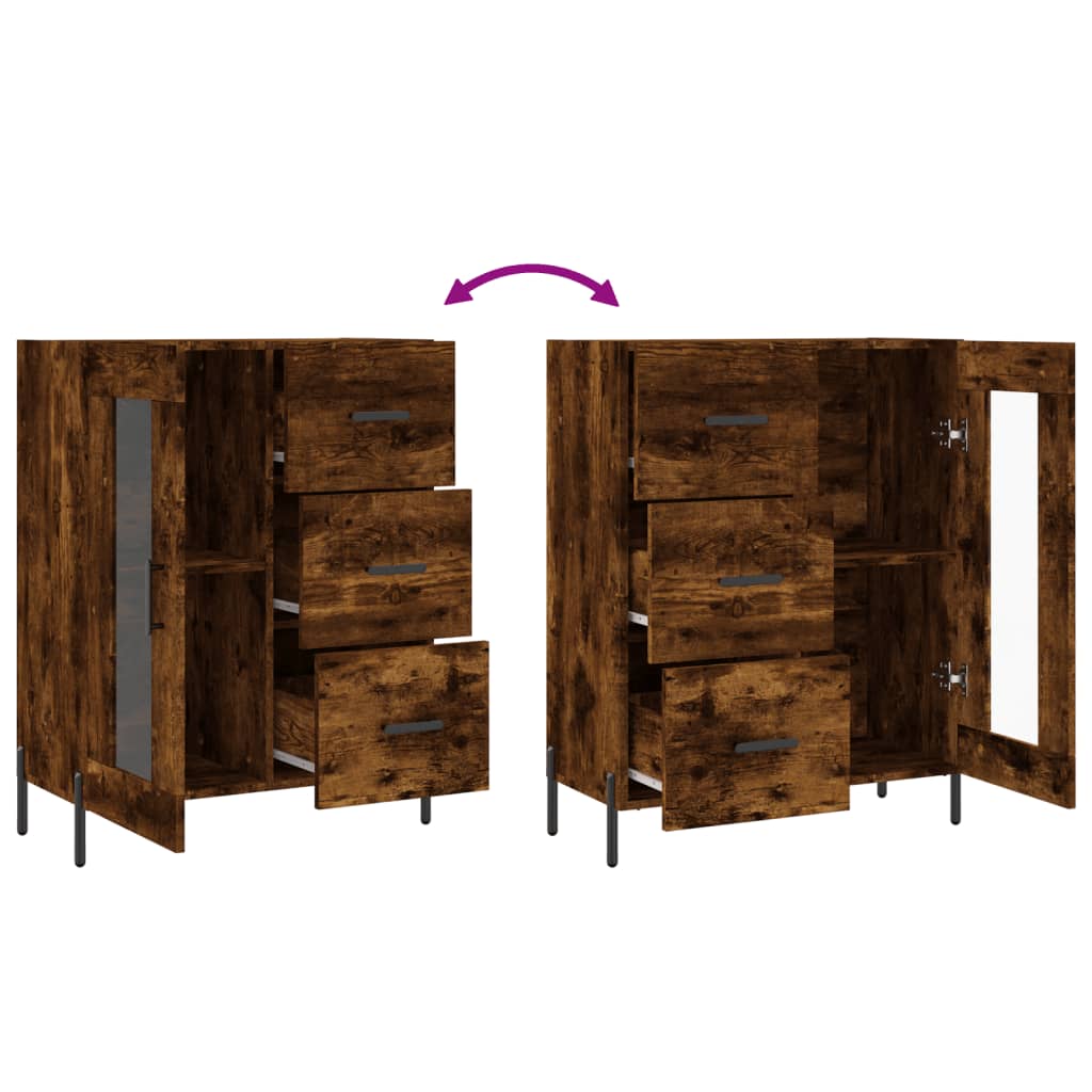 Dressoir 69,5x34x90 cm bewerkt hout gerookt eikenkleurig is nu te koop bij PeponiXL, paradijselijk wonen!