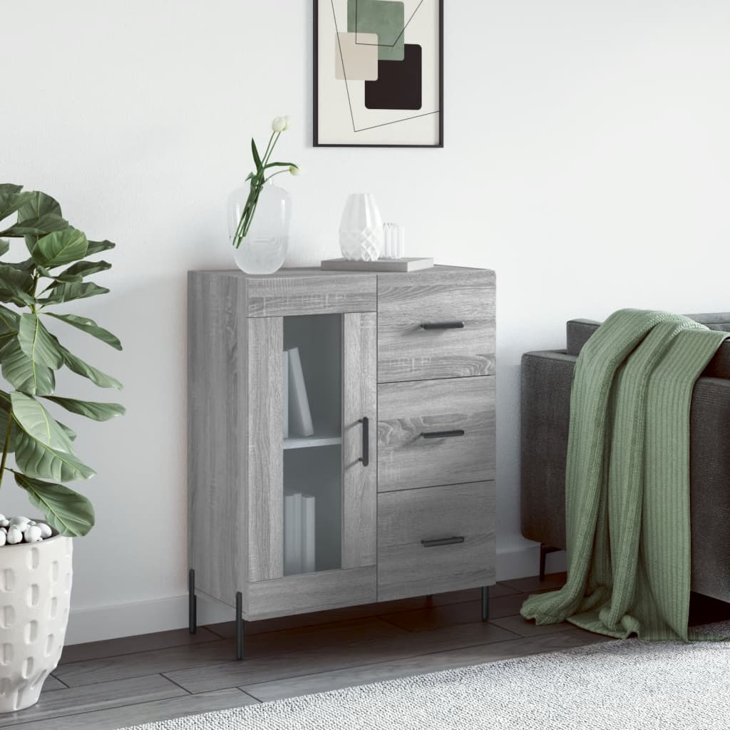 Dressoir 69,5x34x90 cm bewerkt hout grijs sonoma eikenkleurig is nu te koop bij PeponiXL, paradijselijk wonen!