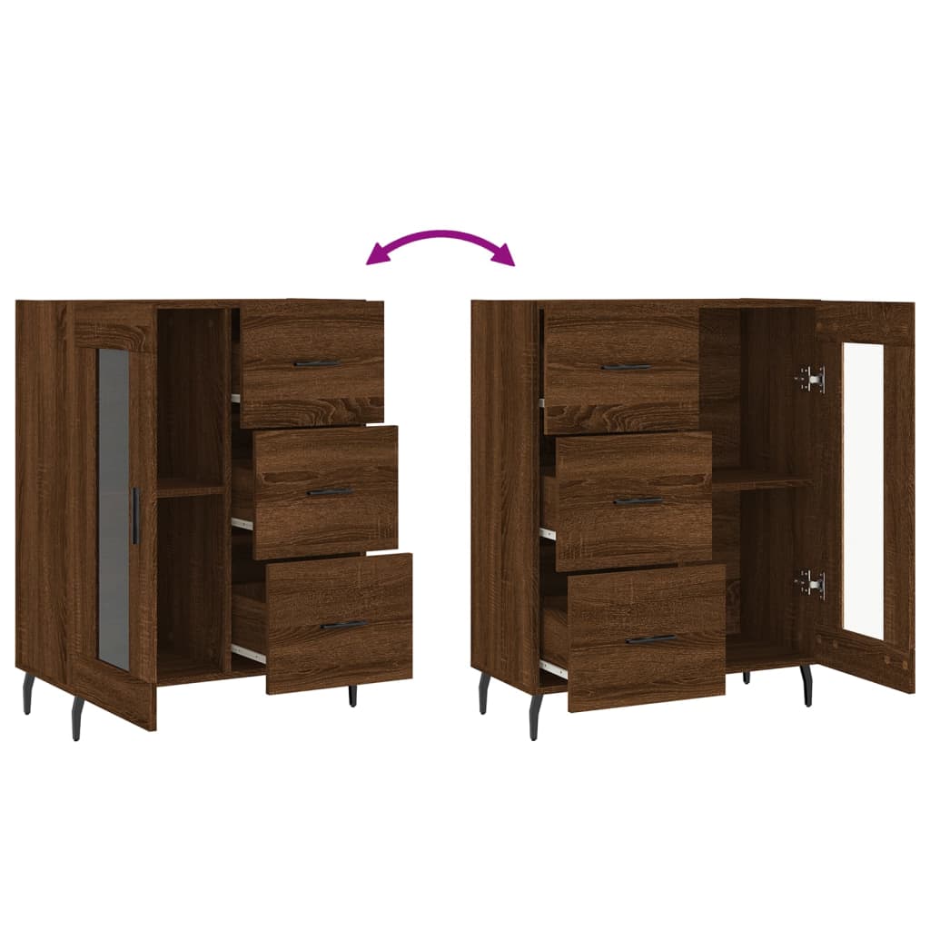 Dressoir 69,5x34x90 cm bewerkt hout bruin eikenkleur is nu te koop bij PeponiXL, paradijselijk wonen!