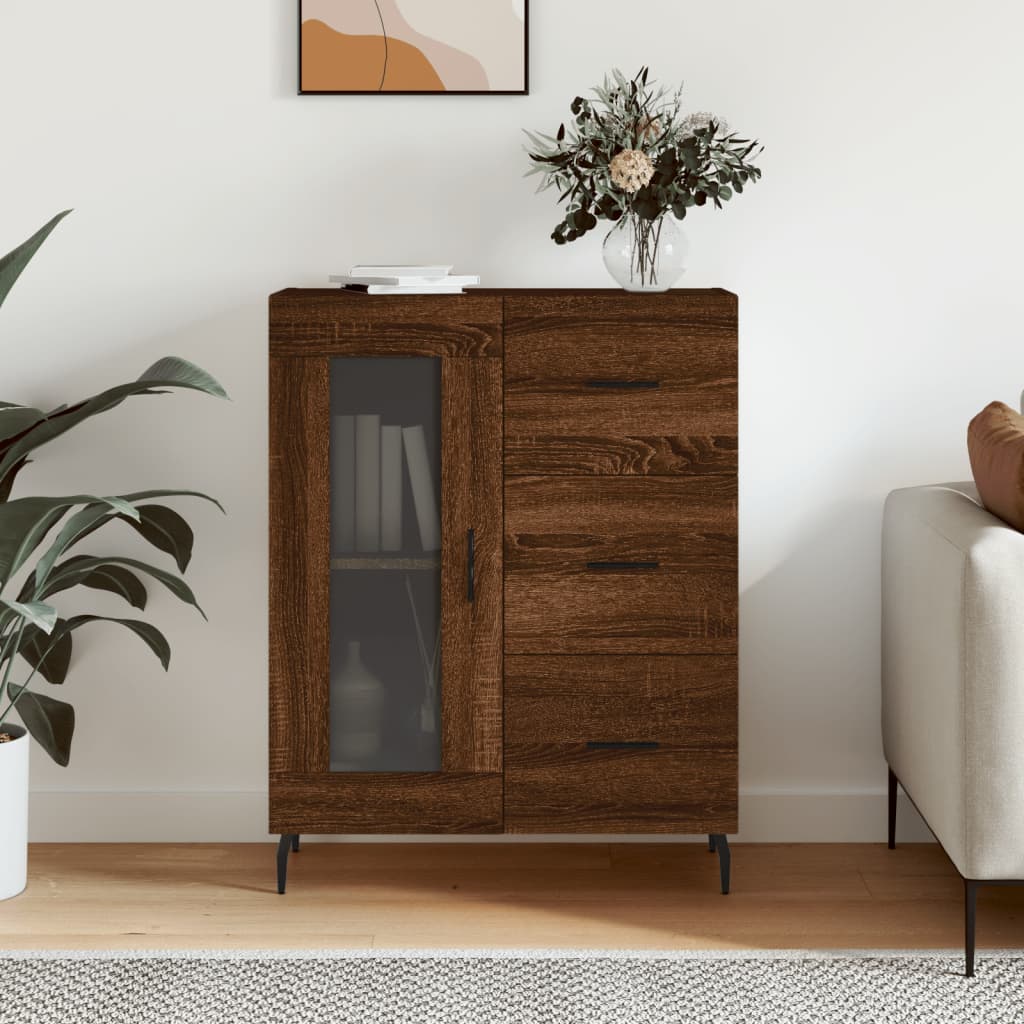 Dressoir 69,5x34x90 cm bewerkt hout bruin eikenkleur is nu te koop bij PeponiXL, paradijselijk wonen!