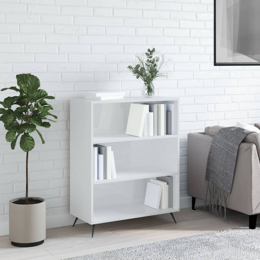 Boekenkast 69,5x32,5x90 cm bewerkt hout hoogglans wit is nu te koop bij PeponiXL, paradijselijk wonen!