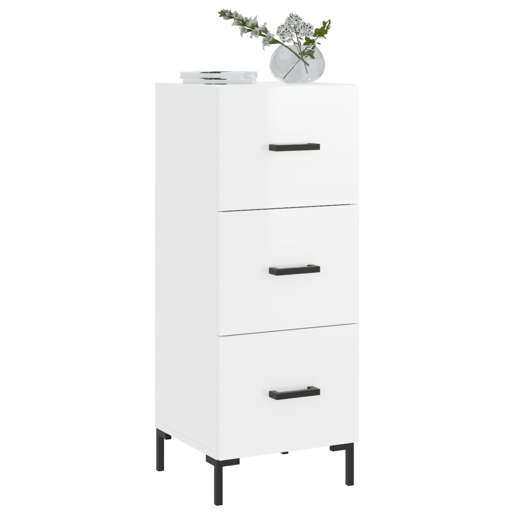 Dressoir 34,5x34x90 cm bewerkt hout hoogglans wit is nu te koop bij PeponiXL, paradijselijk wonen!