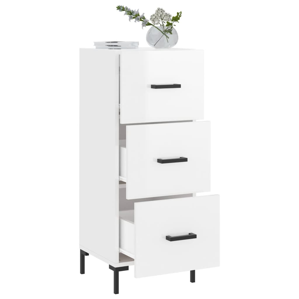 Dressoir 34,5x34x90 cm bewerkt hout hoogglans wit is nu te koop bij PeponiXL, paradijselijk wonen!