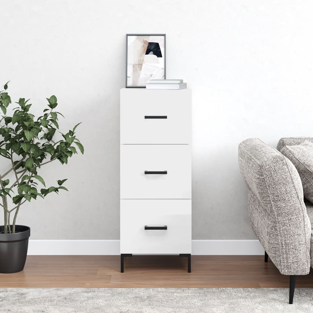Dressoir 34,5x34x90 cm bewerkt hout hoogglans wit is nu te koop bij PeponiXL, paradijselijk wonen!