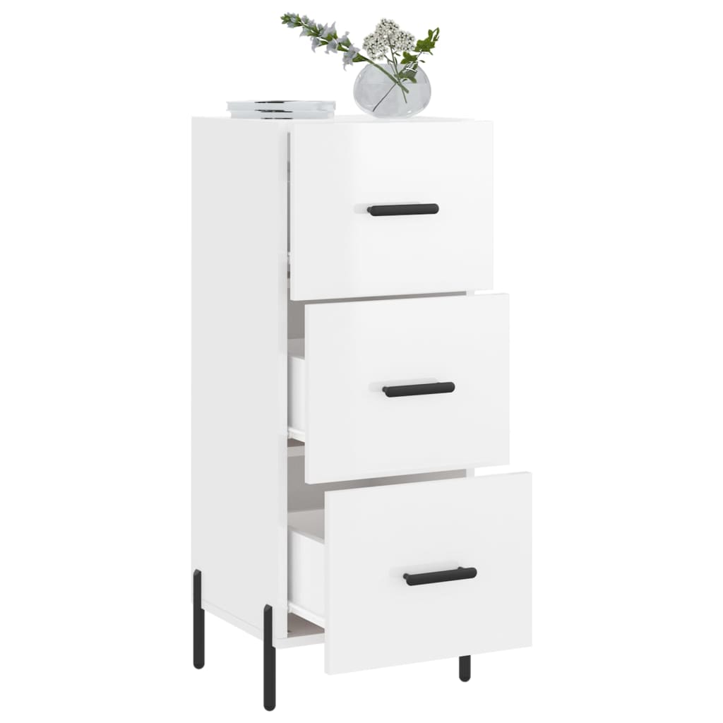 Dressoir 34,5x34x90 cm bewerkt hout hoogglans wit is nu te koop bij PeponiXL, paradijselijk wonen!