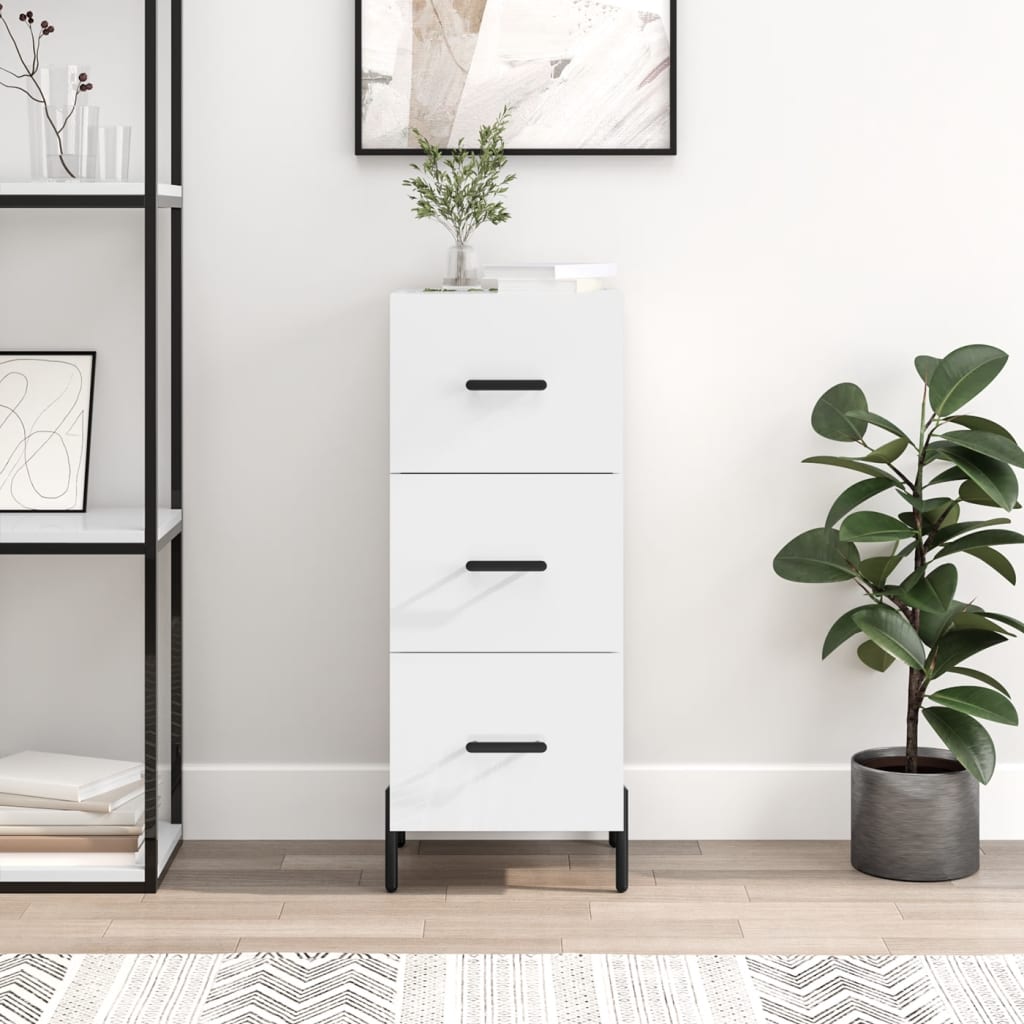 Dressoir 34,5x34x90 cm bewerkt hout hoogglans wit is nu te koop bij PeponiXL, paradijselijk wonen!