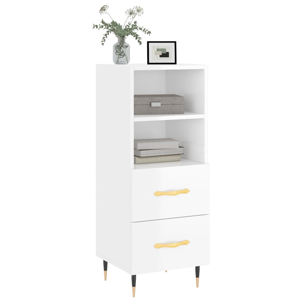 Dressoir 34,5x34x90 cm bewerkt hout hoogglans wit is nu te koop bij PeponiXL, paradijselijk wonen!