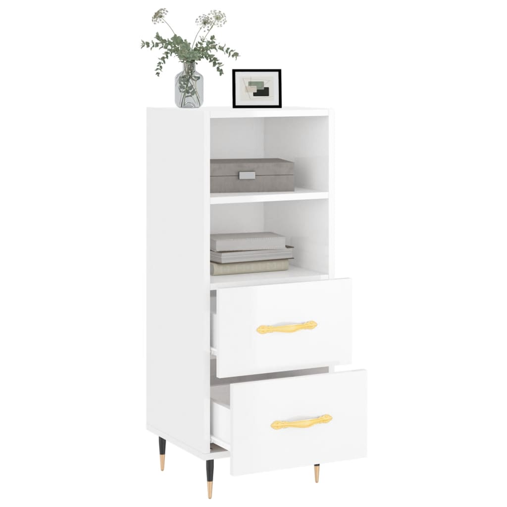 Dressoir 34,5x34x90 cm bewerkt hout hoogglans wit is nu te koop bij PeponiXL, paradijselijk wonen!