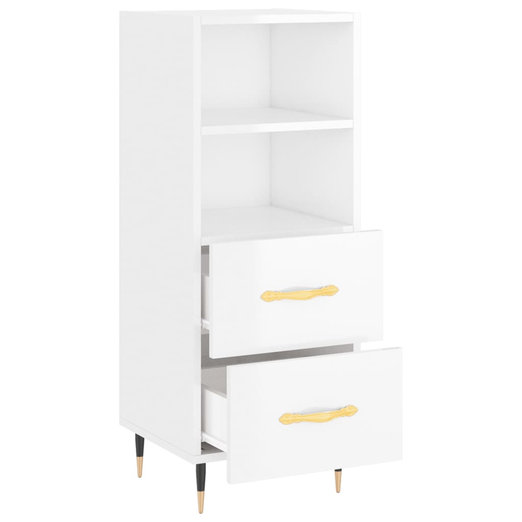 Dressoir 34,5x34x90 cm bewerkt hout hoogglans wit is nu te koop bij PeponiXL, paradijselijk wonen!