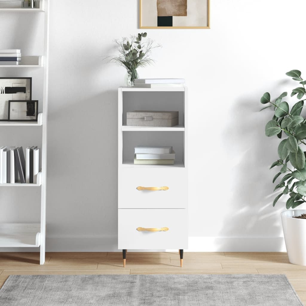 Dressoir 34,5x34x90 cm bewerkt hout hoogglans wit is nu te koop bij PeponiXL, paradijselijk wonen!