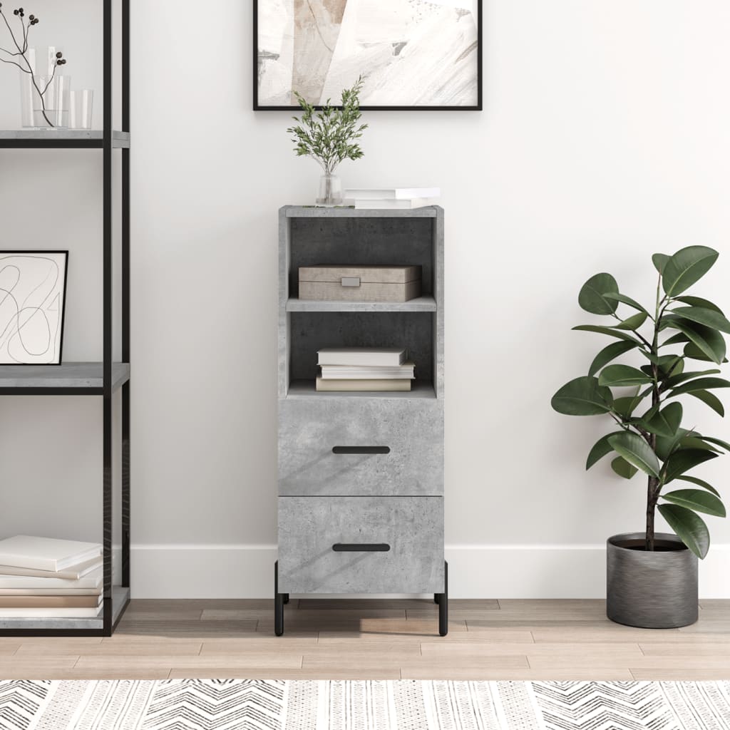 Dressoir 34,5x34x90 cm bewerkt hout betongrijs is nu te koop bij PeponiXL, paradijselijk wonen!