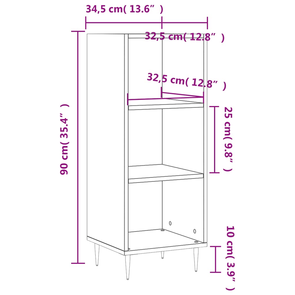 Dressoir 34,5x32,5x90 cm bewerkt hout hoogglans wit is nu te koop bij PeponiXL, paradijselijk wonen!
