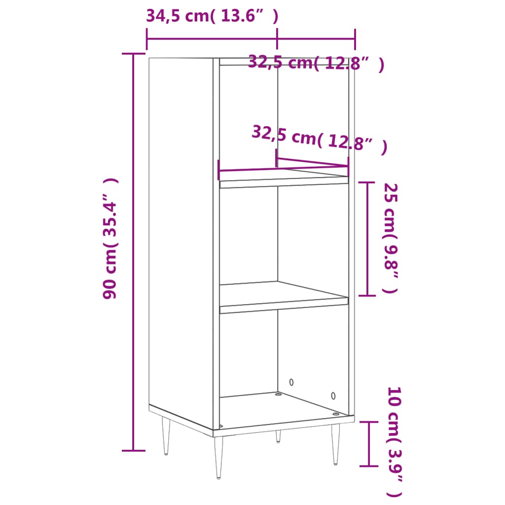 Dressoir 34,5x32,5x90 cm bewerkt hout betongrijs is nu te koop bij PeponiXL, paradijselijk wonen!