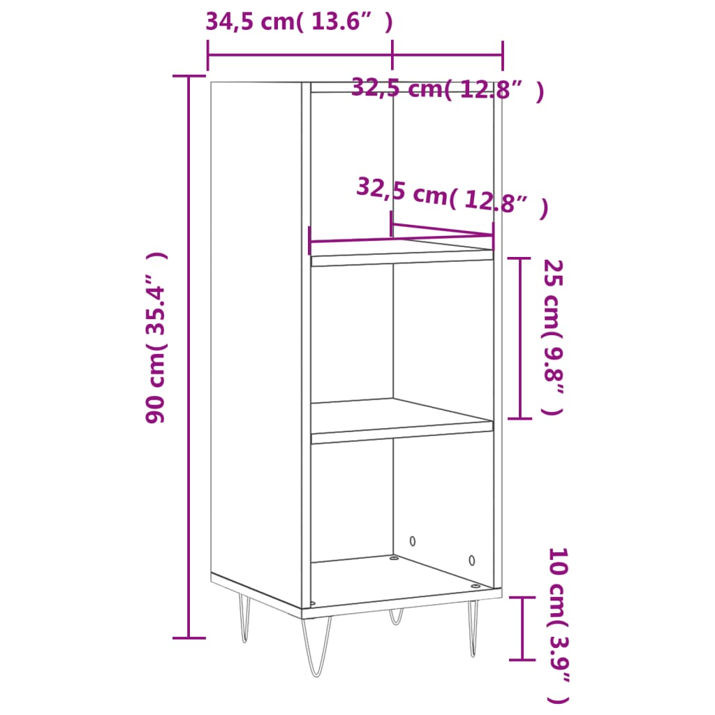 Dressoir 34,5x32,5x90 cm bewerkt hout hoogglans wit is nu te koop bij PeponiXL, paradijselijk wonen!