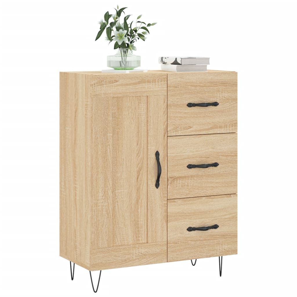 Dressoir 69,5x34x90 cm bewerkt hout sonoma eikenkleurig is nu te koop bij PeponiXL, paradijselijk wonen!