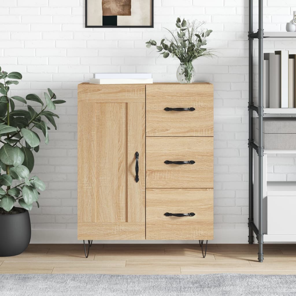 Dressoir 69,5x34x90 cm bewerkt hout sonoma eikenkleurig is nu te koop bij PeponiXL, paradijselijk wonen!