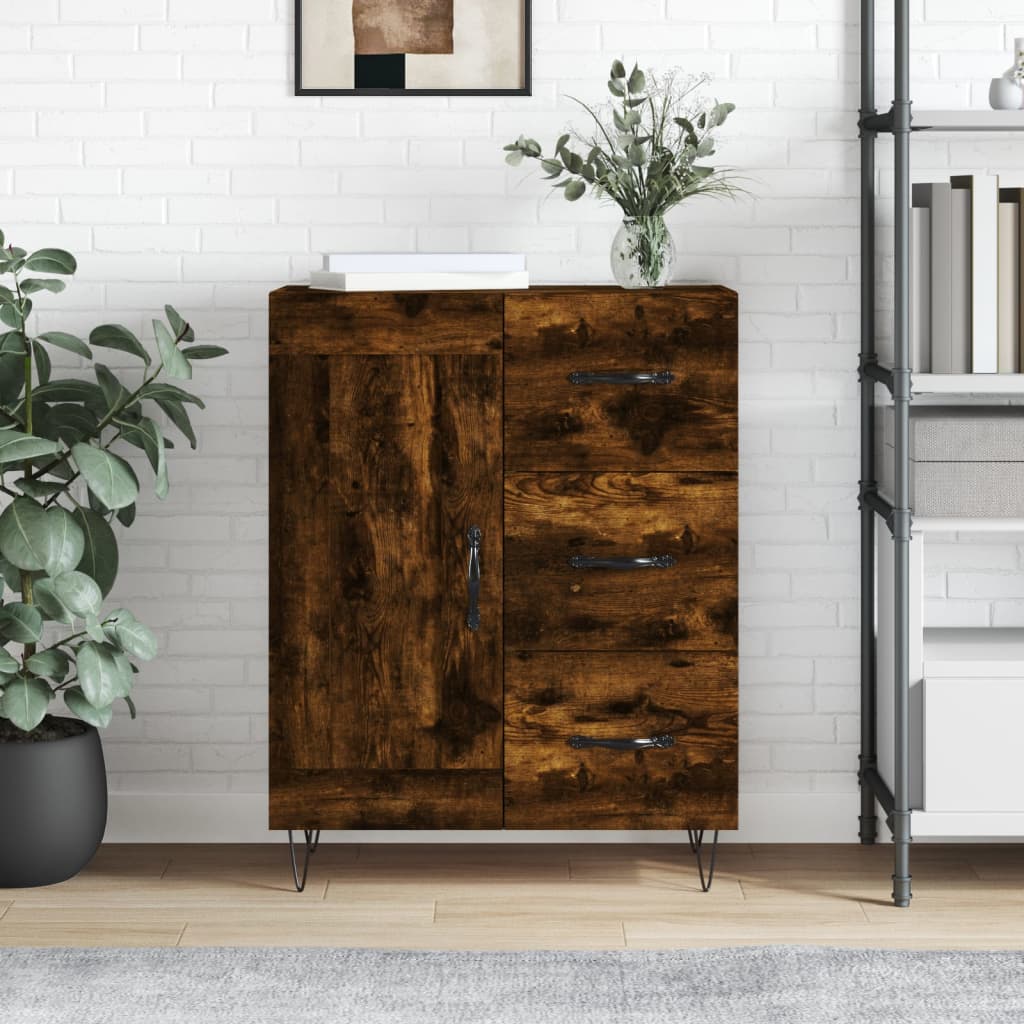 Dressoir 69,5x34x90 cm bewerkt hout gerookt eikenkleurig is nu te koop bij PeponiXL, paradijselijk wonen!