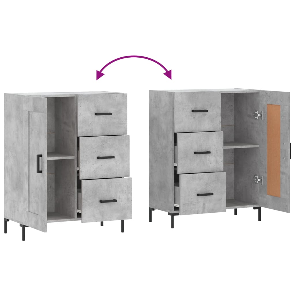 Dressoir 69,5x34x90 cm bewerkt hout betongrijs is nu te koop bij PeponiXL, paradijselijk wonen!